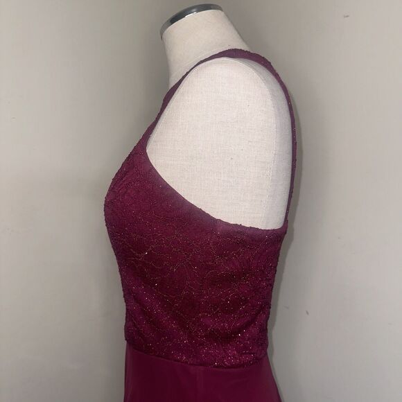 Speechless Prom Hi-Low Open Back A-Line Lace Sparkle Dress Burgundy Sz 9 EUC - Picture 7 of 16